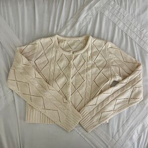 Commense Cream Cable Knit Cardigan size L